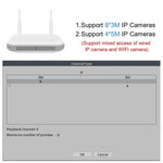 Sistema NVR wireless a 8 canali per telecamere di sicurezza da 5 MP/3 MP, registratore video di rete WiFi, supporto per HDD da 2,5 pollici e scheda TF., US Plug, EU Plug, UK Plug