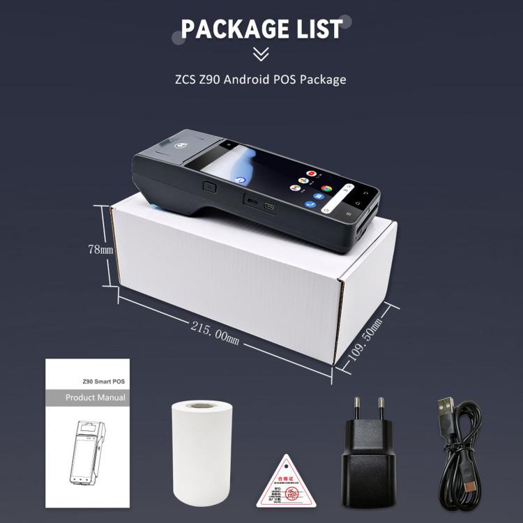 Z90F Terminale POS mobile per supermercati, registratore di cassa portatile con funzione NFC per carte di credito., EU Plug