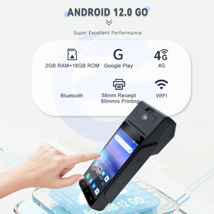 Z90F Terminale POS mobile per supermercati, registratore di cassa portatile con funzione NFC per carte di credito., EU Plug