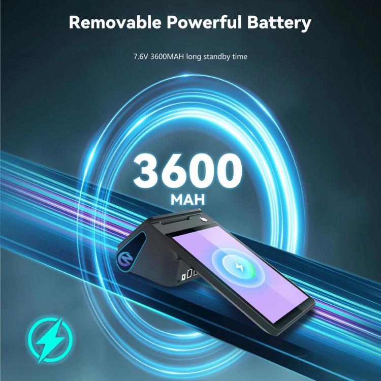 Registratore di cassa POS portatile Android Z108, dispositivo di pagamento con doppio schermo touch e scansione per supermercati e ristoranti., 2.6 inch EU Plug, 3.9 inch EU Plug