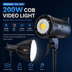DENGWEI DW200D Luce video a LED COB da 200 W, emissione continua bilanciata luce diurna, lampada da studio, EU Plug, US Plug, UK Plug
