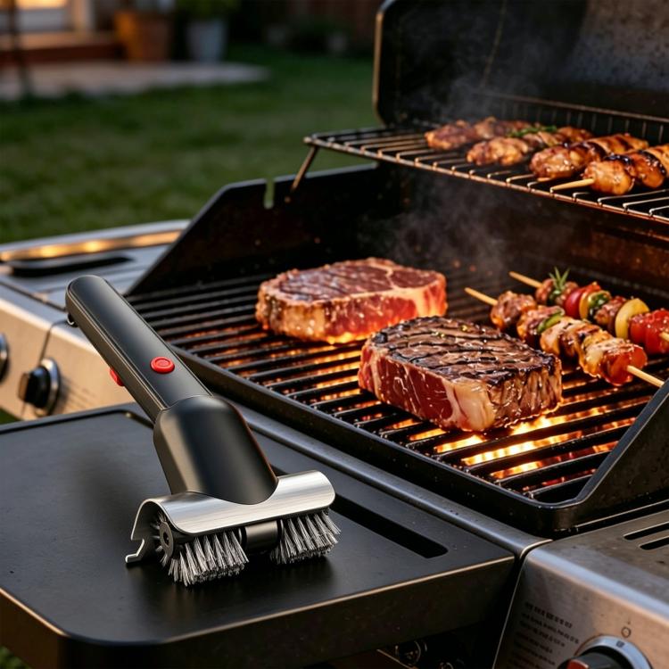 Spazzola elettrica per barbecue con setole dure in acciaio inossidabile, ideale per la pulizia della griglia., Standard, Water Spray