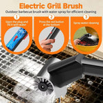 Spazzola elettrica per barbecue con setole dure in acciaio inossidabile, ideale per la pulizia della griglia., Standard, Water Spray