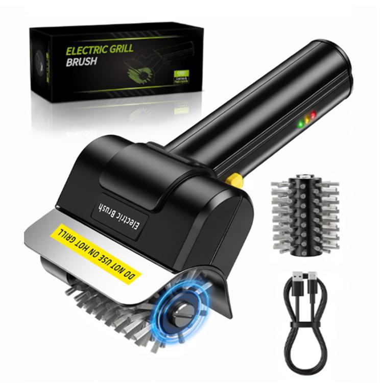 Spazzola elettrica a rullo in acciaio inossidabile per la pulizia di griglie., Single Brush Head