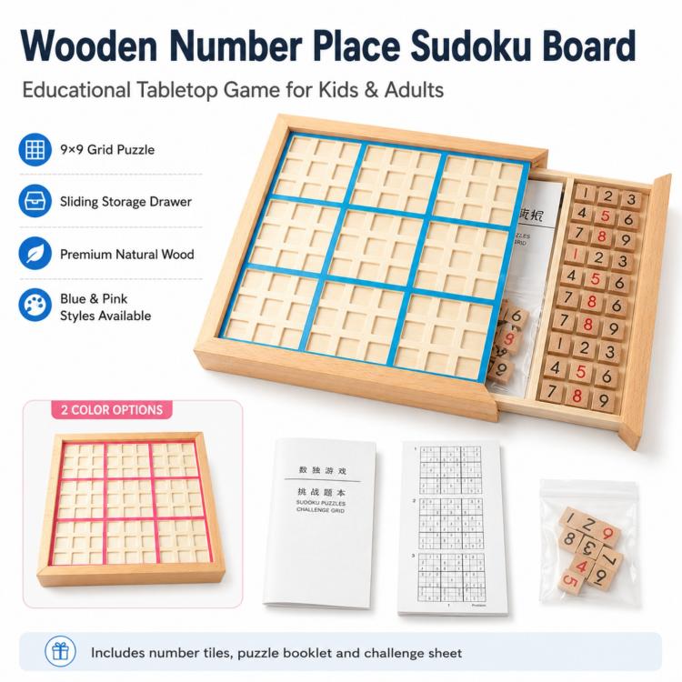 Tabellone di gioco in legno con griglia numerica 9x9, gioco da tavolo educativo per bambini e adulti per coltivare il pensiero logico.