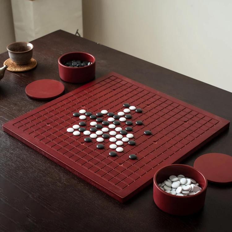 Set da Go con tavola e pietre, contenitore per riporre i pezzi, gioco puzzle educativo Gomoku, MDF Red, Solid Wood