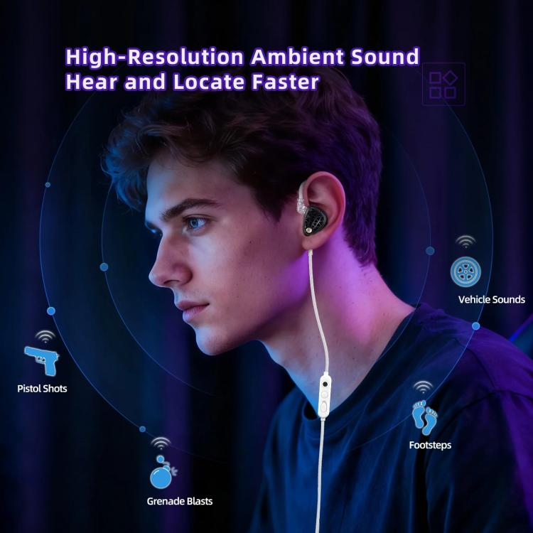 Cuffie da gaming cablate KZ Phantom con audio Hi-Fi da 1,2 m, 3.5mm Standard, 3.5mm With Mic, Type-C Sound Card