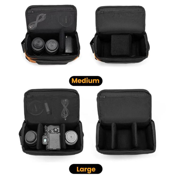 Borsa a tracolla casual di grande capacità Cwatcun D294 per fotocamera reflex digitale., Orange Medium, Black Medium, Black Large