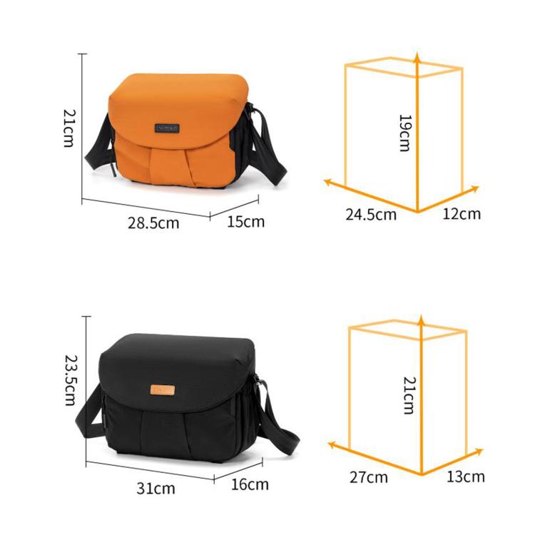 Borsa a tracolla casual di grande capacità Cwatcun D294 per fotocamera reflex digitale., Orange Medium, Black Medium, Black Large