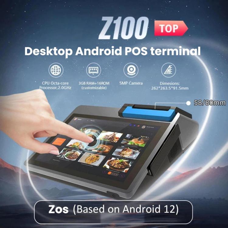 Z100 Registratore di cassa intelligente a doppio schermo con funzione di stampa, dispositivo multifunzione, terminale POS Android per hotel, ristoranti e supermercati, spina europea., 3.95 inch 58mm, 3.95 inch 80mm, 2.6 inch 58mm, 2.6 inch 80mm