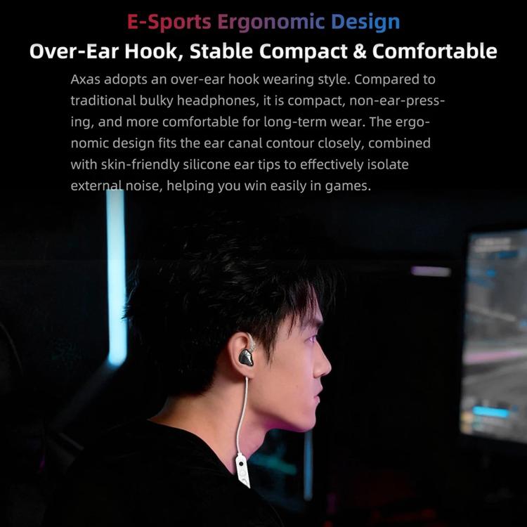 Cuffie da gioco cablate KZ Axas FPS da 1,2 m, 3.5mm Standard White, 3.5mm With Mic White, Type-C Sound Card White, 3.5mm Standard Black, 3.5mm With Mic Black, Type-C Sound Card Black