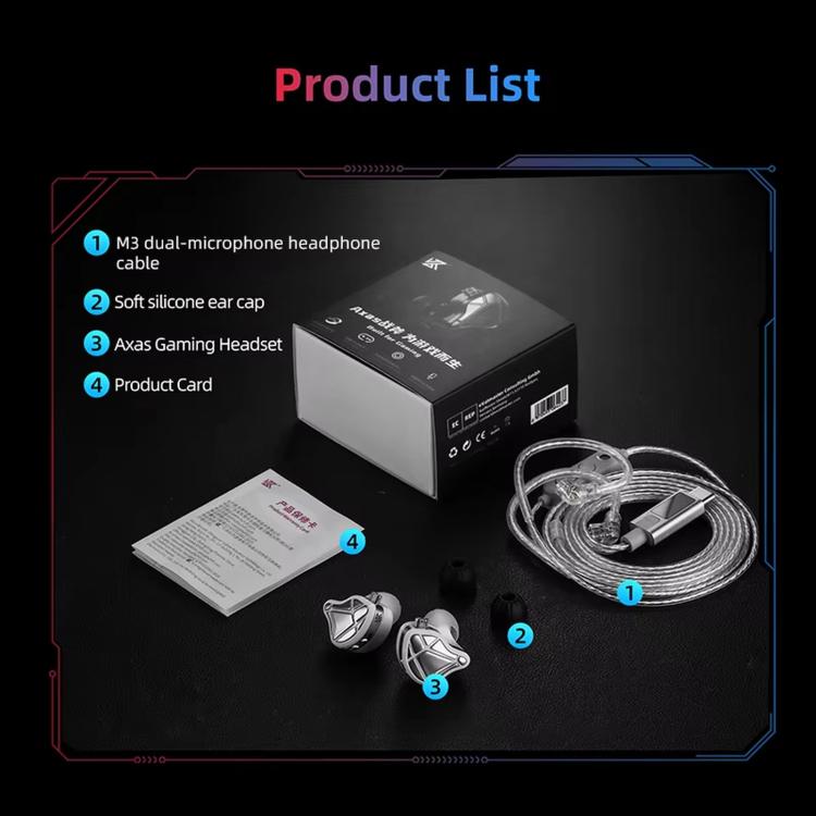 Cuffie da gioco cablate KZ Axas FPS da 1,2 m, 3.5mm Standard White, 3.5mm With Mic White, Type-C Sound Card White, 3.5mm Standard Black, 3.5mm With Mic Black, Type-C Sound Card Black