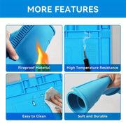 Tappetino di saldatura magnetico in silicone, resistente al calore, per riparazioni di componenti elettronici, 45 x 30 cm.