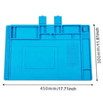 Tappetino di saldatura magnetico in silicone, resistente al calore, per riparazioni di componenti elettronici, 45 x 30 cm.
