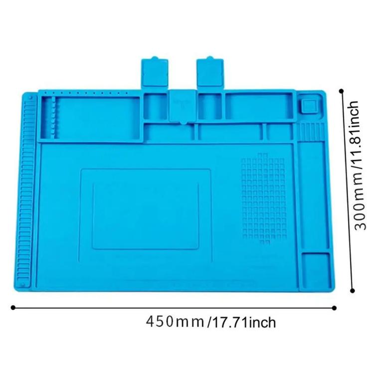 Tappetino di saldatura magnetico in silicone, resistente al calore, per riparazioni di componenti elettronici, 45 x 30 cm.