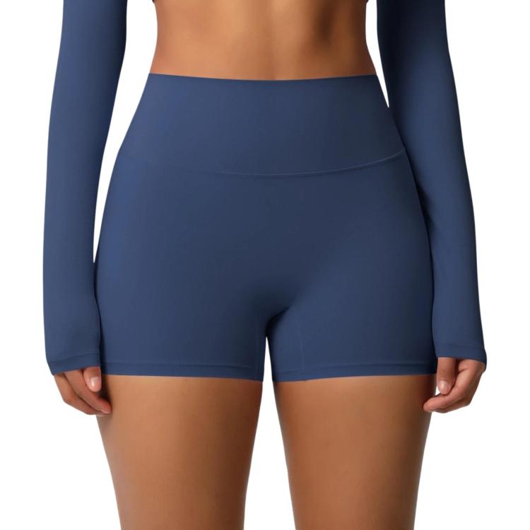 Pantaloncini da fitness/yoga a vita alta, aderenti, con interno spazzolato su entrambi i lati., S
