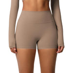 Pantaloncini da fitness/yoga a vita alta, aderenti, con interno spazzolato su entrambi i lati., S