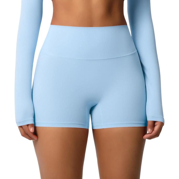 Pantaloncini da fitness/yoga a vita alta, aderenti, con interno spazzolato su entrambi i lati., L