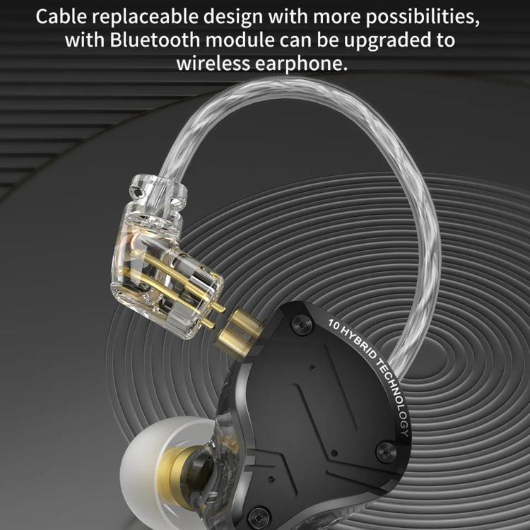 Auricolari cablati KZ-ZS10 PRO X con 10 driver dinamici e armatura bilanciata, cavo da 1,2 m., Without Mic, With Mic