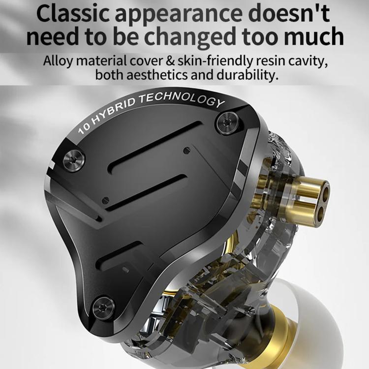 Auricolari cablati KZ-ZS10 PRO X con 10 driver dinamici e armatura bilanciata, cavo da 1,2 m., Without Mic, With Mic