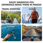 Supporto da collo per action camera con base girevole a 360 gradi a sgancio rapido, supporto per collana POV con cuscino d'aria e cinghia pettorale anti-vibrazione.