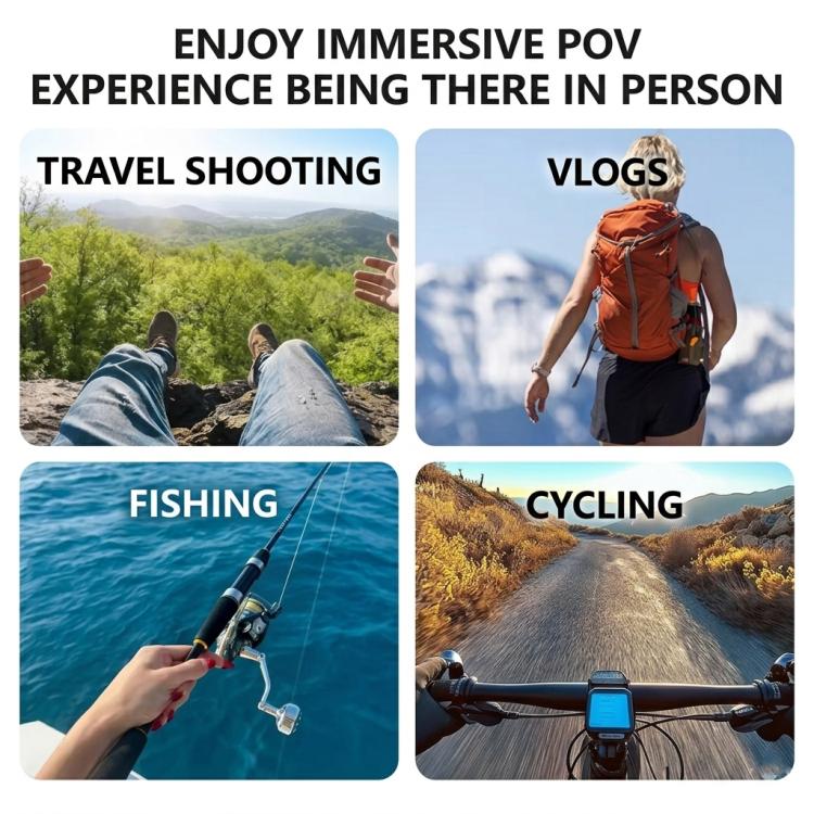 Supporto da collo per action camera con base girevole a 360 gradi a sgancio rapido, supporto per collana POV con cuscino d'aria e cinghia pettorale anti-vibrazione.