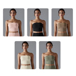 Top da yoga traspirante e aderente con design senza spalline e pieghe, ideale per il fitness., S, M, L, XL