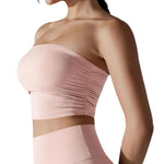 Top da yoga traspirante e aderente con design senza spalline e pieghe, ideale per il fitness., S, M, L, XL