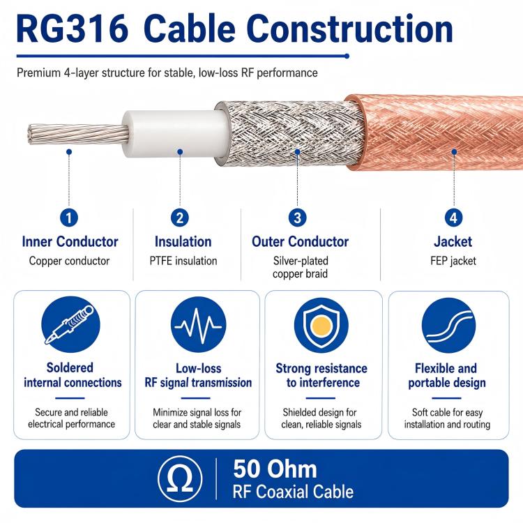 Cavo di prolunga RG316 da UHF maschio a N maschio, cavo coassiale RF, 0.1m, 0.15m, 0.3m, 1m, 2m, 3m, 5m