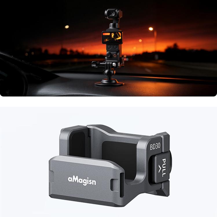 Gabbia per fotocamera in metallo aMagisn per DJI Osmo Pocket 4 e Pocket 3, telaio di espansione multifunzionale con attacco a slitta, attacco a doppia spina e filettatura da 1/4 di pollice, adattatore a sgancio rapido magnetico compatibile.