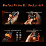 Gabbia per fotocamera in metallo aMagisn per DJI Osmo Pocket 4 e Pocket 3, telaio di espansione multifunzionale con attacco a slitta, attacco a doppia spina e filettatura da 1/4 di pollice, adattatore a sgancio rapido magnetico compatibile.