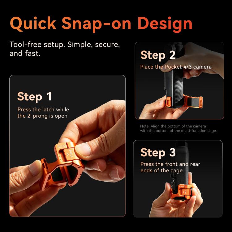 Gabbia per fotocamera in metallo aMagisn per DJI Osmo Pocket 4 e Pocket 3, telaio di espansione multifunzionale con attacco a slitta, attacco a doppia spina e filettatura da 1/4 di pollice, adattatore a sgancio rapido magnetico compatibile.