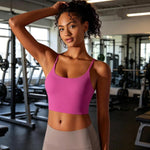 Reggiseno sportivo/canotta fitness in nylon con coppe semi-fisse per allenamento ad alta intensità, S, M