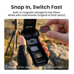 Custodia protettiva monoblocco aMagisn per DJI Osmo Pocket 4, cover rigida in ABS resistente agli urti con scomparto magnetico integrato per il filtro.