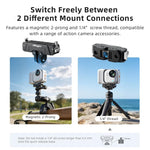 Supporto magnetico in metallo a sgancio rapido, girevole a 360 gradi, con filettatura da 1/4 di pollice e base a 2 punte, per Insta360 GO Ultra AMagisn., For Insta360 GO Ultra