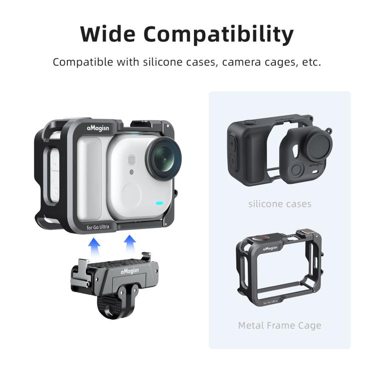 Supporto magnetico in metallo a sgancio rapido, girevole a 360 gradi, con filettatura da 1/4 di pollice e base a 2 punte, per Insta360 GO Ultra AMagisn., For Insta360 GO Ultra