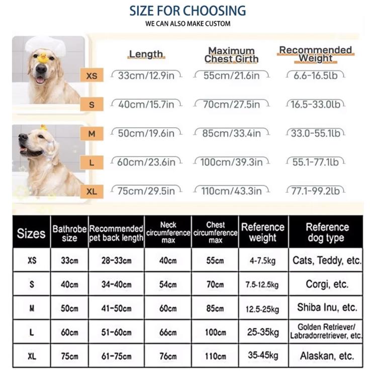 Accappatoio assorbente a copertura totale per animali domestici, traspirante e ad asciugatura rapida, adatto a tutte le stagioni per cani e gatti., XS, S, M, L