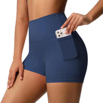Pantaloncini da yoga a vita alta e aderenti, lunghezza tre quarti, con tasche., S, M
