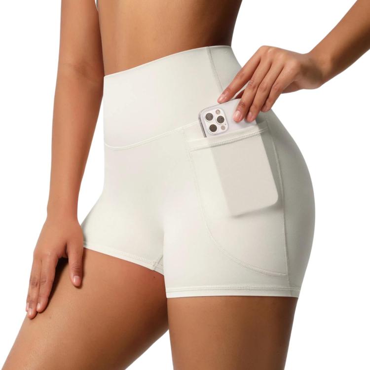 Pantaloncini da yoga a vita alta e aderenti, lunghezza tre quarti, con tasche., S, M