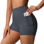 Pantaloncini da yoga a vita alta e aderenti, lunghezza tre quarti, con tasche., S, M