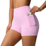 Pantaloncini da yoga a vita alta e aderenti, lunghezza tre quarti, con tasche., S, M