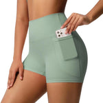 Pantaloncini da yoga a vita alta e aderenti, lunghezza tre quarti, con tasche., S, M