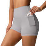 Pantaloncini da yoga a vita alta e aderenti, lunghezza tre quarti, con tasche., S, M