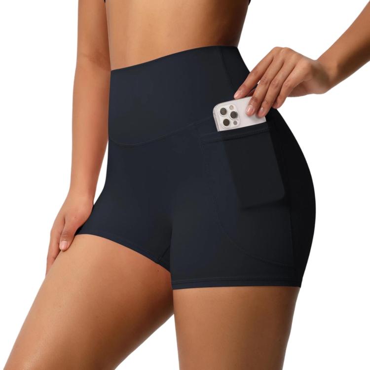 Pantaloncini da yoga a vita alta e aderenti, lunghezza tre quarti, con tasche., L, XL