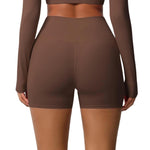 Pantaloncini da yoga a vita alta e aderenti, lunghezza tre quarti, con tasche., L, XL