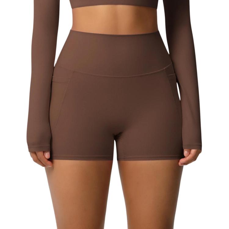 Pantaloncini da yoga a vita alta e aderenti, lunghezza tre quarti, con tasche., L, XL