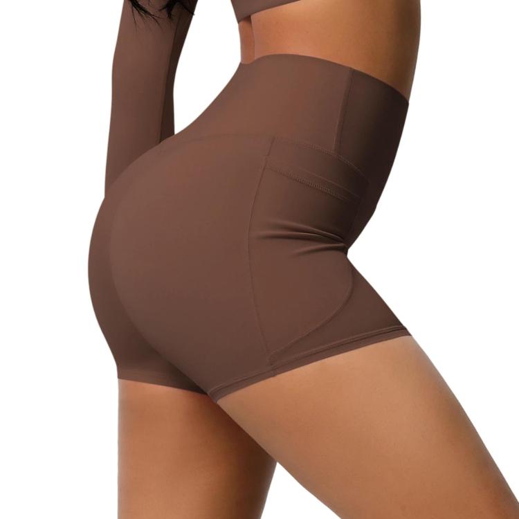 Pantaloncini da yoga a vita alta e aderenti, lunghezza tre quarti, con tasche., S, M