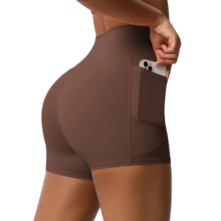 Pantaloncini da yoga a vita alta e aderenti, lunghezza tre quarti, con tasche., L, XL
