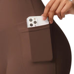 Pantaloncini da yoga a vita alta e aderenti, lunghezza tre quarti, con tasche., S, M