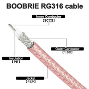 Cavo di connessione RF RG316 da SMA maschio a PL259 maschio per UHF., 0.1m, 0.15m, 0.3m, 1m, 2m, 3m, 5m
